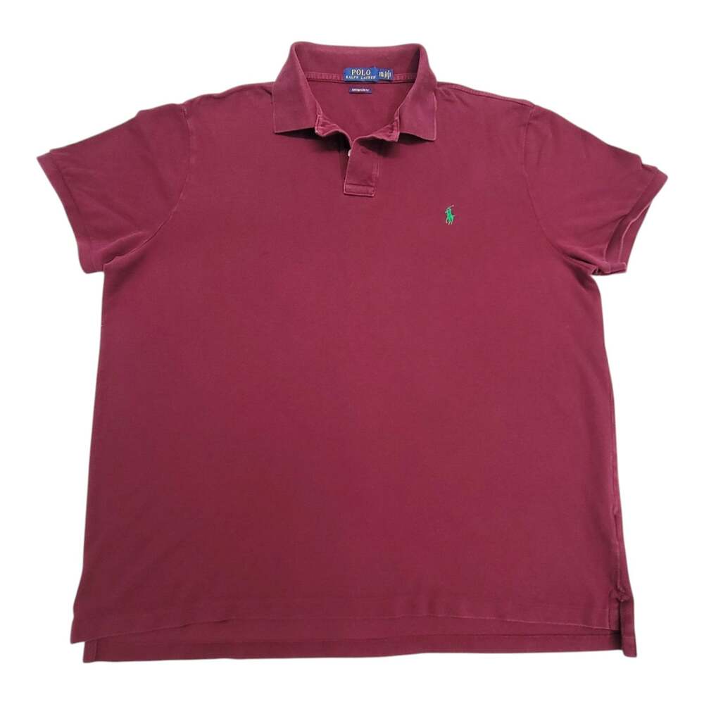 Polo Ralph Lauren Mens XXL 2XL Custom Slim Fit Polo Shirt Burgundy Green Pony